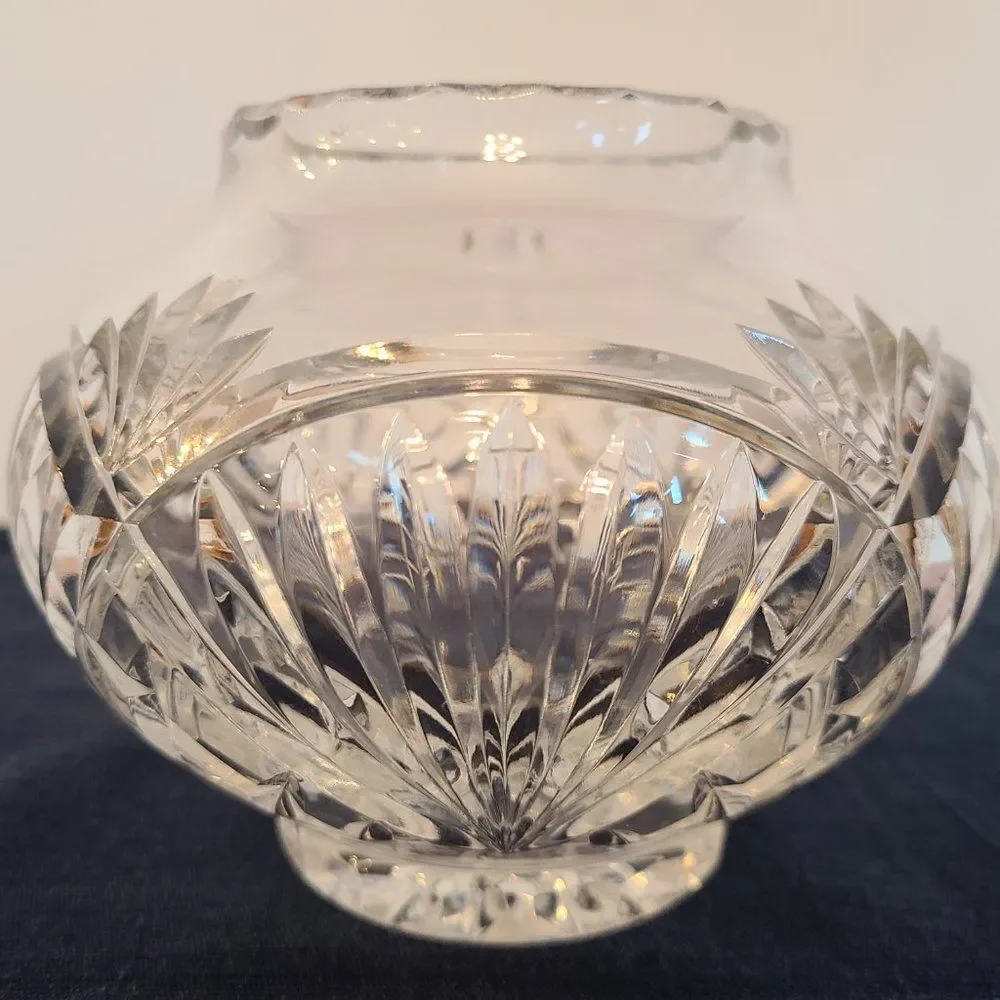 Rovelli Heavy Lead Cut Crystal Rose Potpourri Candy Bowl Vase Vintage Poland